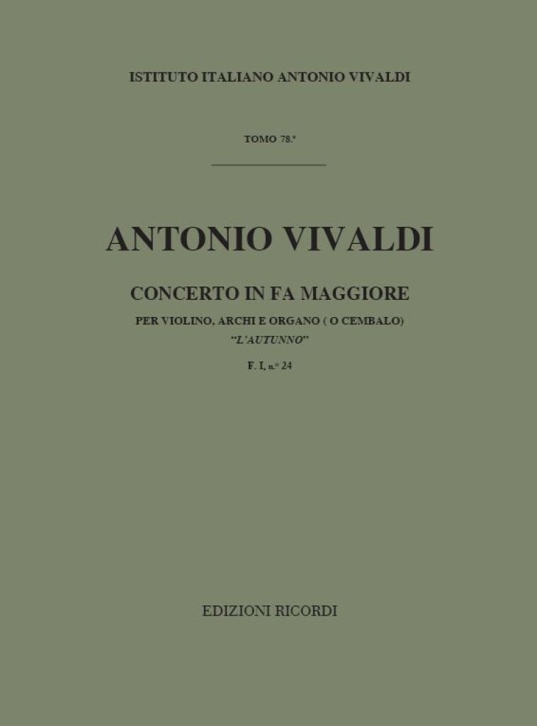 Conc. Per Vl.Archi E Bc: In Fa L'Autunno Op.VIII